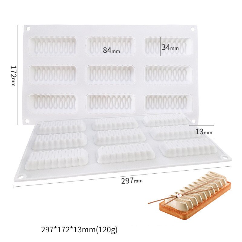 SHENHONG 9 Löcher Welle Form Torte Dekoration Dessert Silikon Gebäck Kuchen Form Zum Backen Tartlet Mould Mousse Schokolade Pan