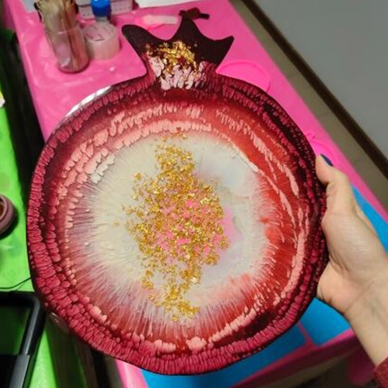 Granatapfel-geode untersetzer aus achat-epoxidharz, handgefertigte tassenmatte, becherunterlage, silikonform, diy-bastelarbeiten, heimdekorationen, gießen