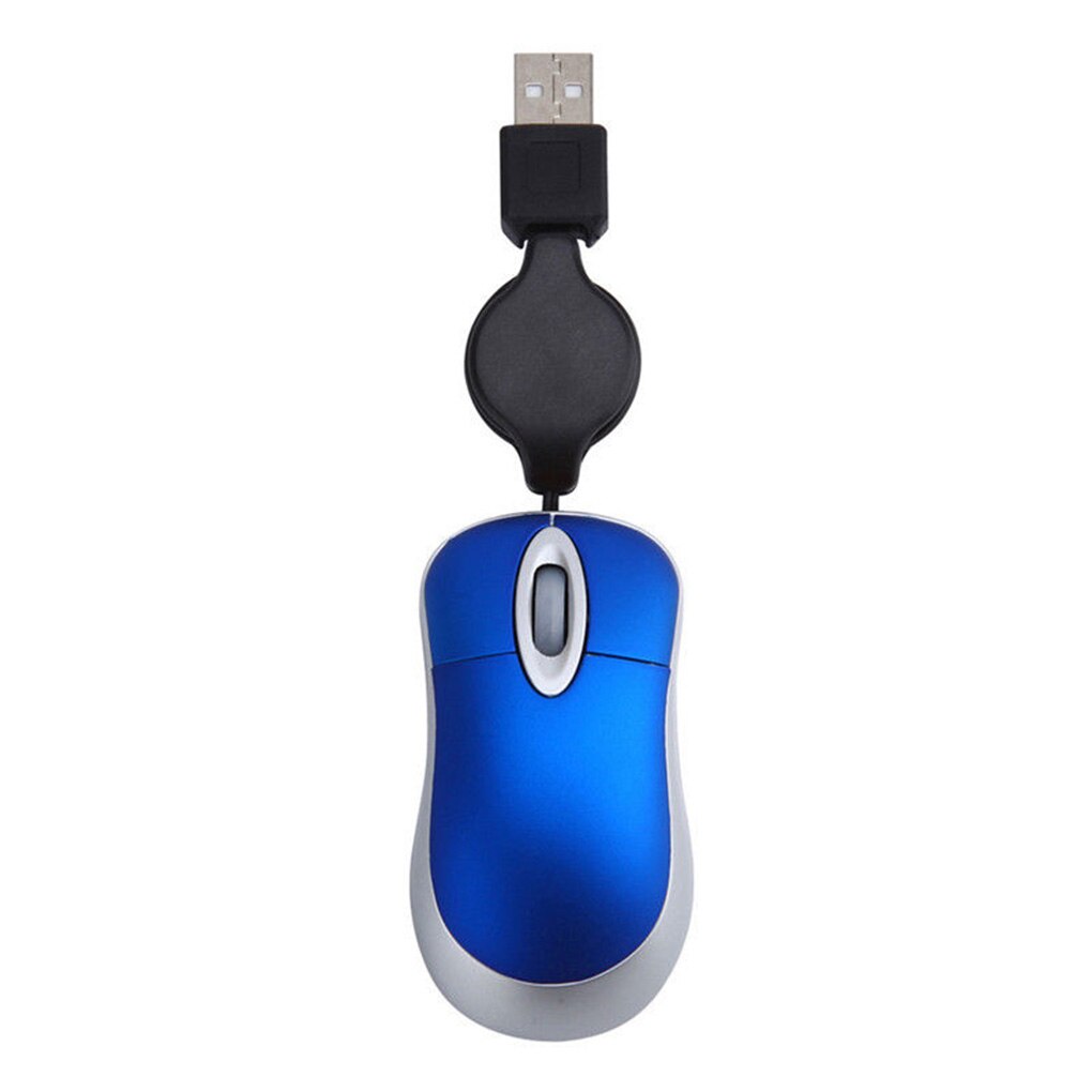 Optical Mini Retractable Mouse Portable Mini USB Wired Mouse Ergonomics Home Office Mice for Computer PC Laptop: blue