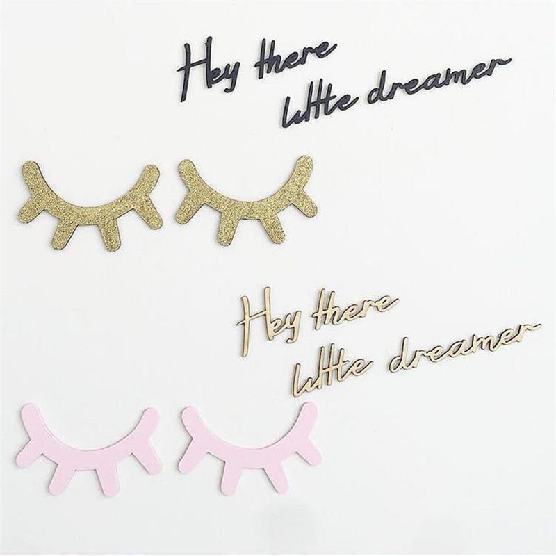 2 stk træ 3d søde øjne øjenvippe mønster wallsticker gør-det-selv børneværelse stue dekoration baby børnehave vægkunst