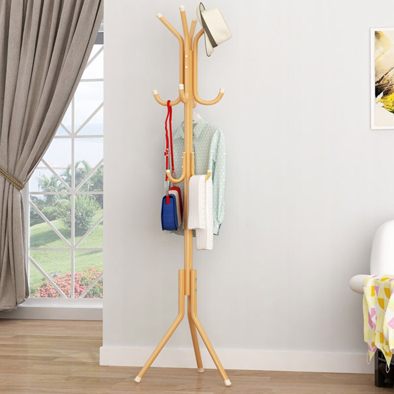 Klædestativ bøjle soveværelse møbler arrangør tøjstativ standgulv simpel jernbøjle moderne enkel: Gul / 9 kroge