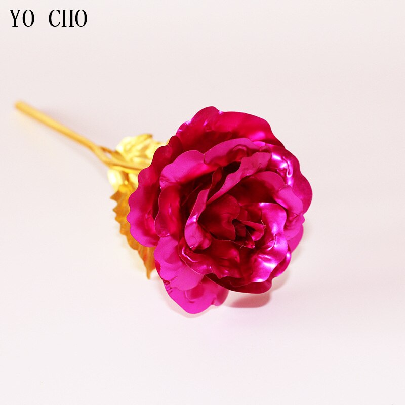Galaxy Rose Eternal 24K Gold Flower Foil Plastic Artificial Roses Valentines Day Beauty Golden Flowers for Wedding Decor: Yellow