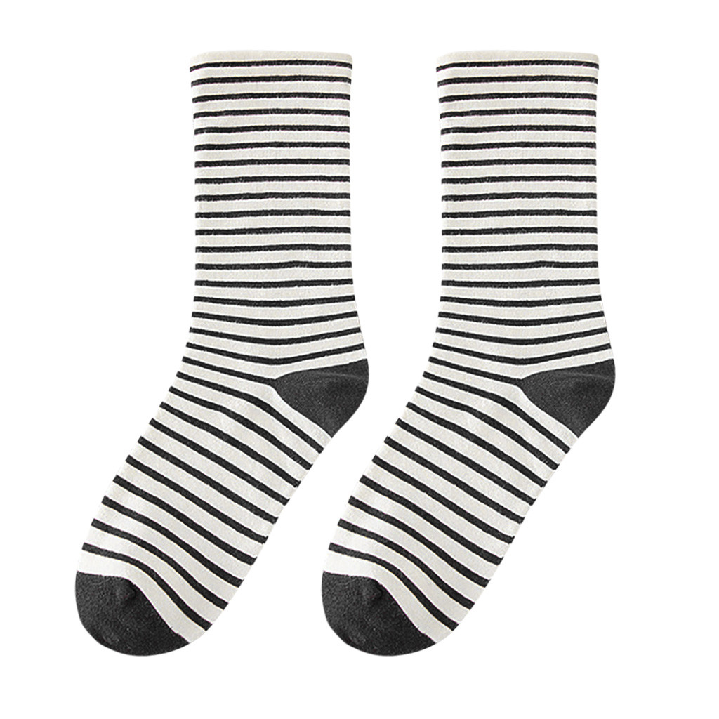 CHAMSGEND women's Japanese women's socks striped pile socks cotton breathable socks casual comfort cotton socks