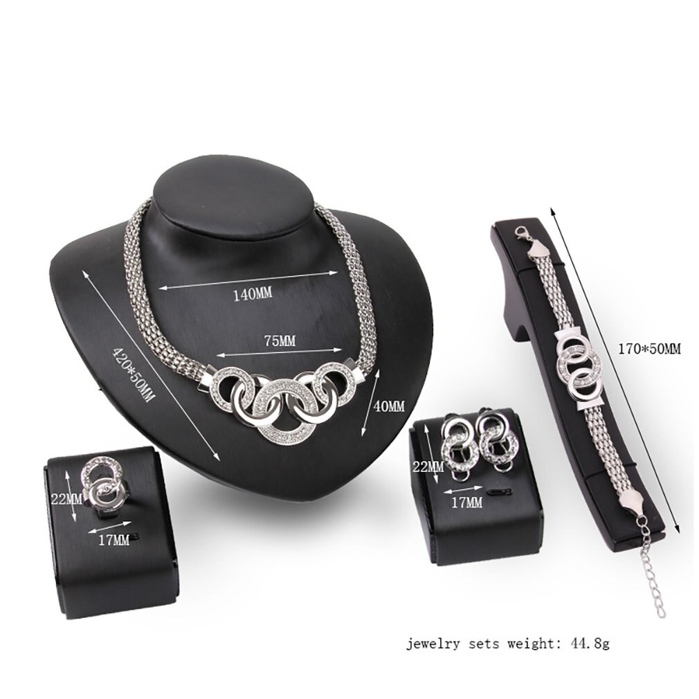 Oor Nagel Ketting Vier Stukken Pak Verzilverd Legering Oorbellen Water Hanger Sieraden Vrouwen Kit