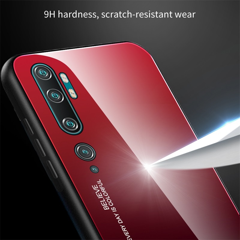 For Xiaomi MI Note 10 Case Luxury Gradient Tempered Glass Hard Soft Frame Full Back Covers For Xiaomi CC9 Pro Shockproof Fundas