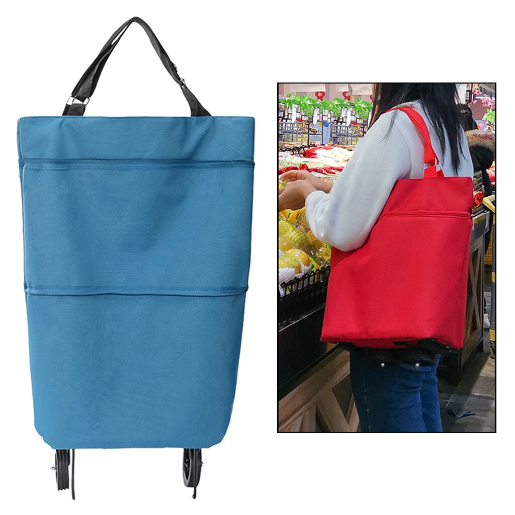 Foldable Portable Shopping Storage Bags Trolley Bag Food Grocery Cart On Wheels