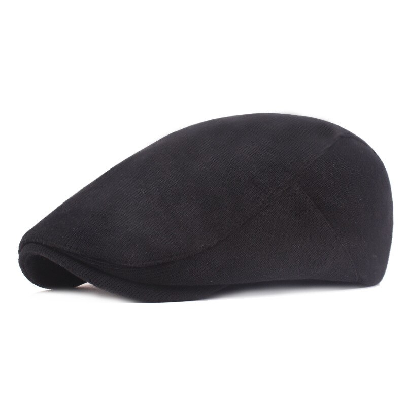 SLECKTON Newsboy Cap for Men Winter Knitting Beret Hat Herringbone Caps Adjustable Hats Dad Hats Casquette Gorras: Black