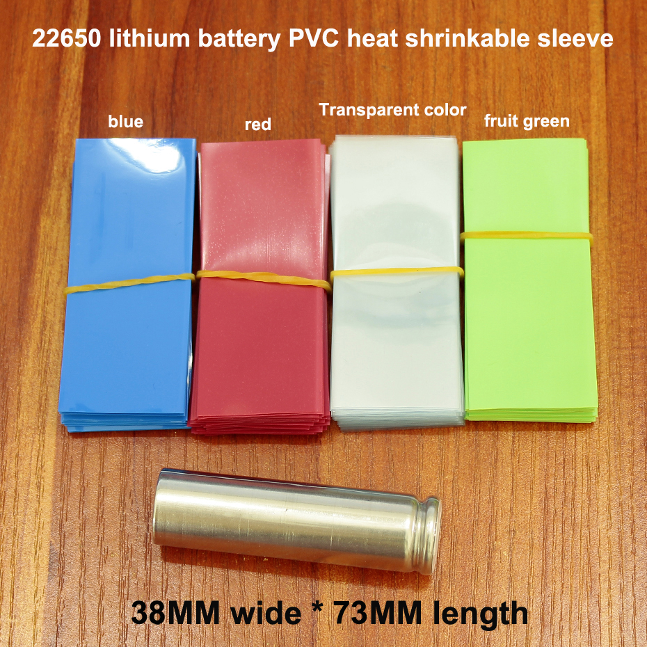 100 stks/partij 22650 lithium batterij PVC krimpkous mouw batterij huid enkele sectie pakket batterij isolatie krimpfolie