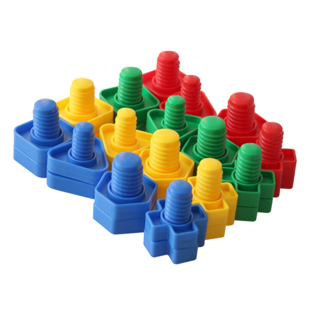 16 Pairs Plastic Colorful Screw Educational Toy Colorful Sturdy Tightening Screw Toy Screw Nut Toy Screw Plaything