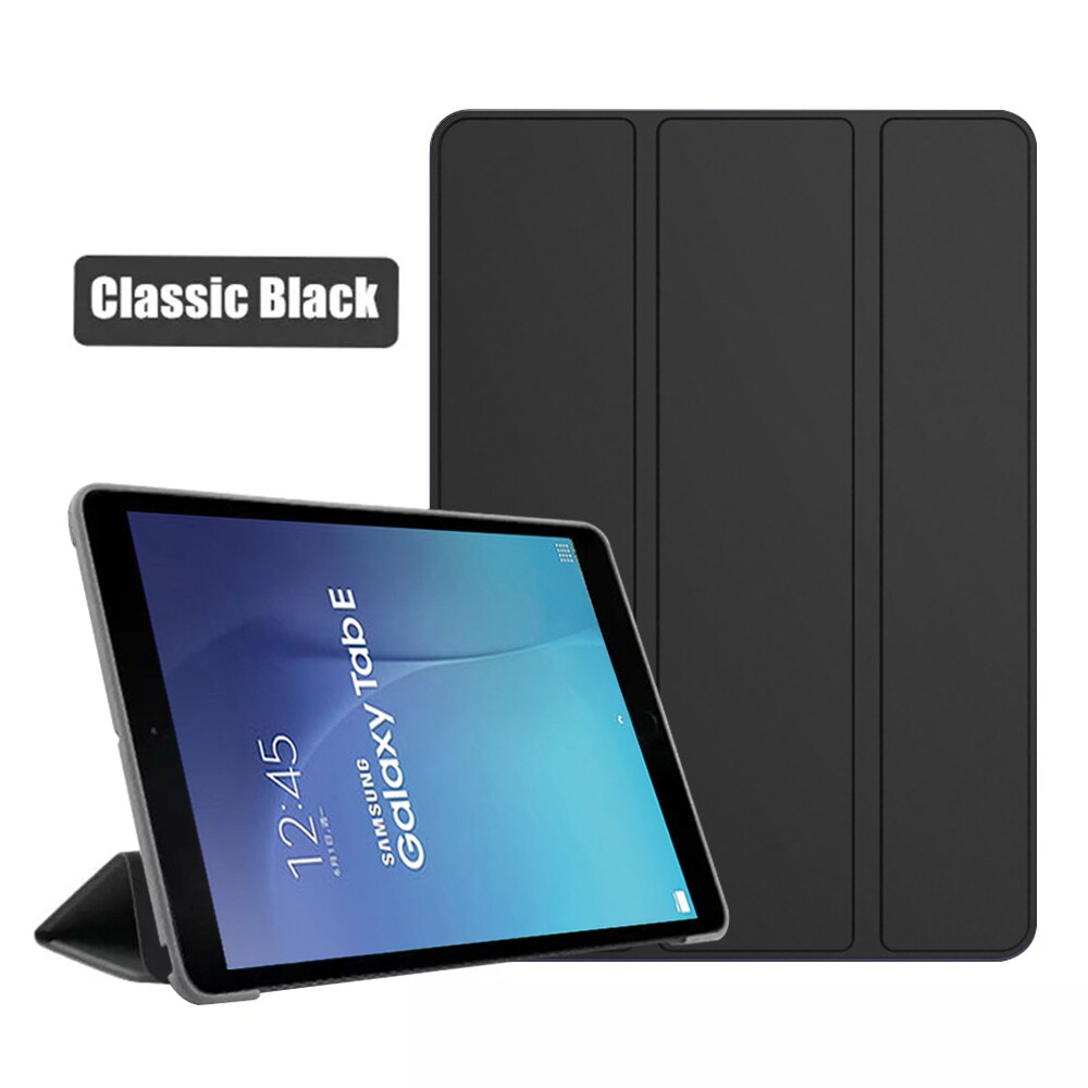 Case for Samsung Galaxy Tab E 9.6 T560 T561 SM-T560 SM-T561 Tablet Funda Slim Stand PU Leather Cover for Samsung Tab E 9.6 Case: Black