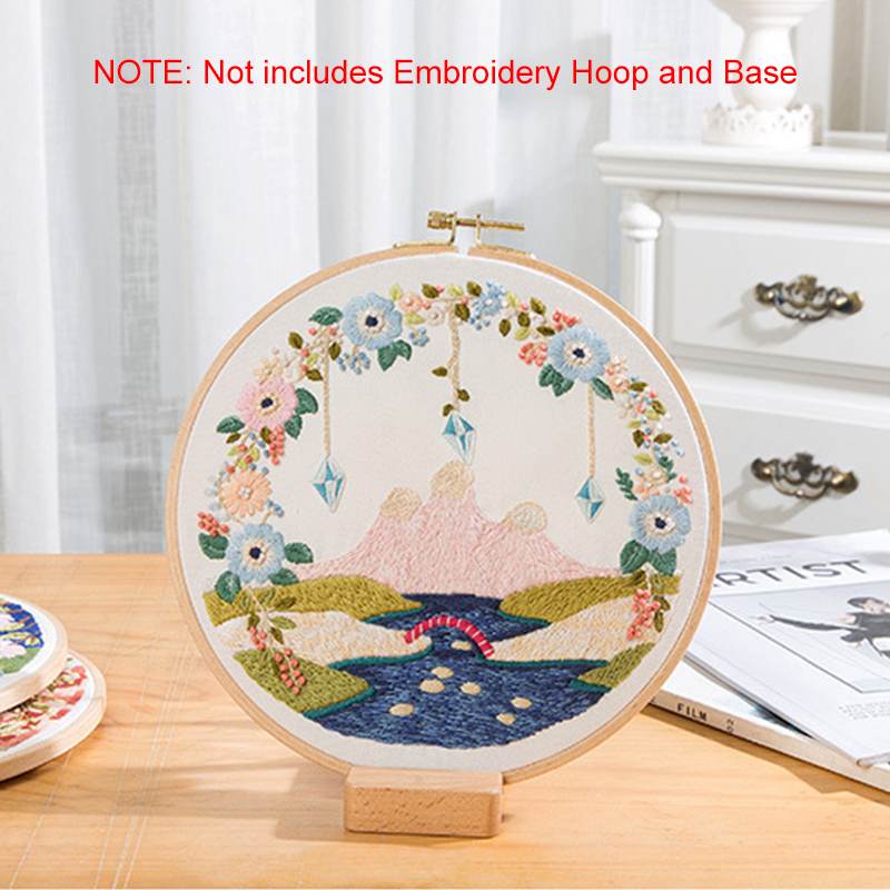 Bricolage point de croix Kits artisanat à la main fournitures de couture paysage broderie tissu broderie cerceau couture ensemble pour les débutants: A Embroidery Cloth