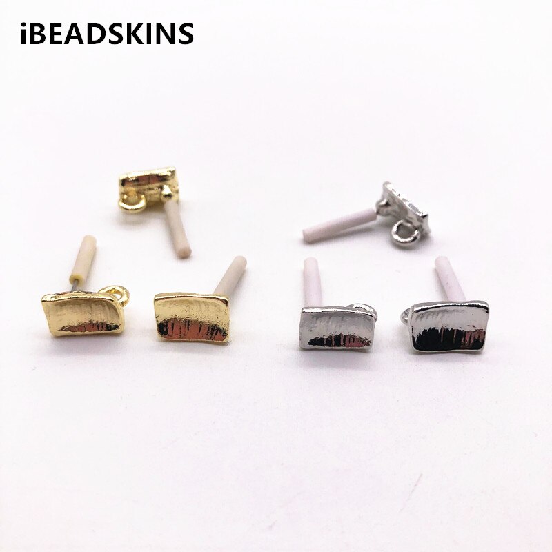 ! 10x7mm 100pcs/lot zinc alloy rectangle-shape Stud earring/earrings accessories/Earring parts for Jewelry DIY: mix