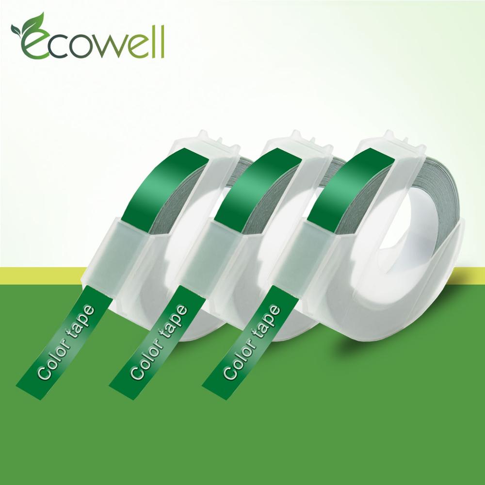 Ecowell 3pcs 9mm Compatible Mixed Color for Dymo 3D Plastic Labels for Embossing Label Makers for DYMO 1610 12965 1880 1540: Green