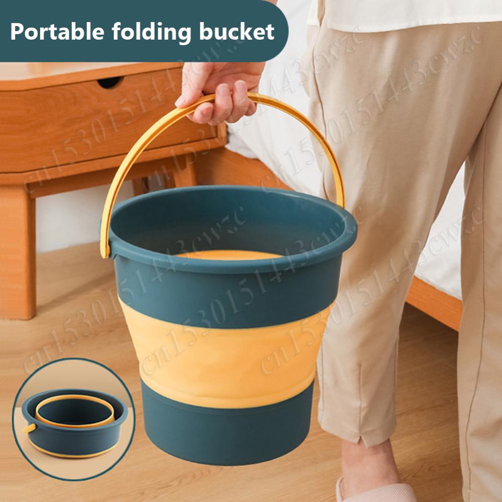 Cubo plegable de silicona multifuncional, contenedor de agua, ahorro de espacio, 5/10L