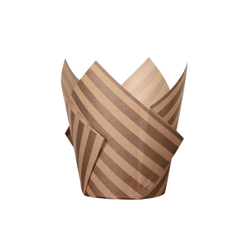 50 stk avisstil cupcake liner bagningskop til bryllupsfest caissettes tulipan muffin cupcake papir kop olietæt kageindpakning: Orange