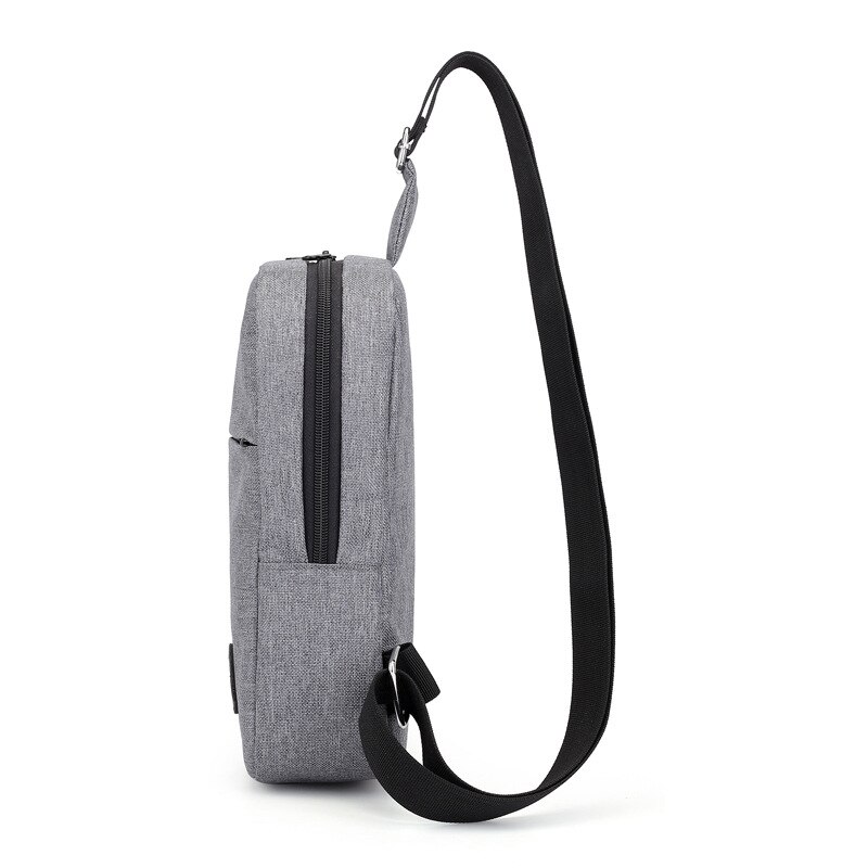 Multi-functional Crossbody Bag Casual Gray Chest Bag with USB fanny pack belt bag