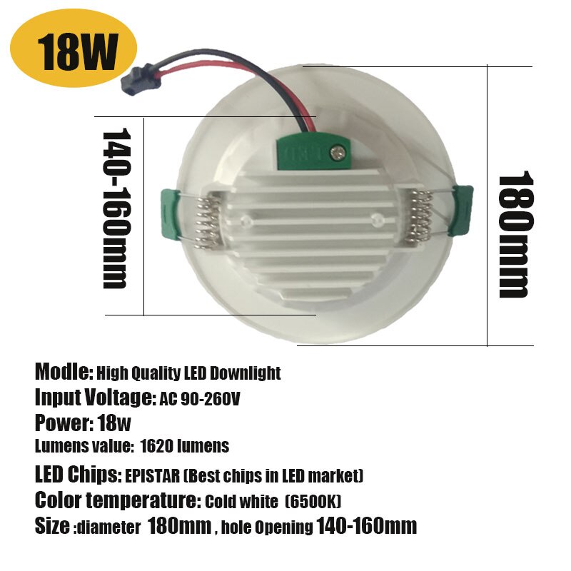 Spot Led Downlight 18W 15W 12W 9W 5W Ronde Verzonken Neer Licht Led Spot Verlichting AC90-260V Slaapkamer Keuken Indoor Koud Wit: LED Downlight 18W / warm white