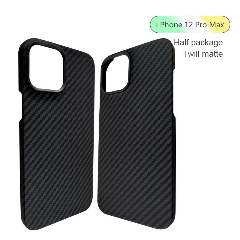 Aramid Fiber Carbon Fiber Case Voor Iphone 12Mini 、 Iphone 12 、 12 Pro 、 12Pro Max Gevallen Matte Aramid Fiber Ultra Dunne Telefoon Cover: 12 Pro Max -half