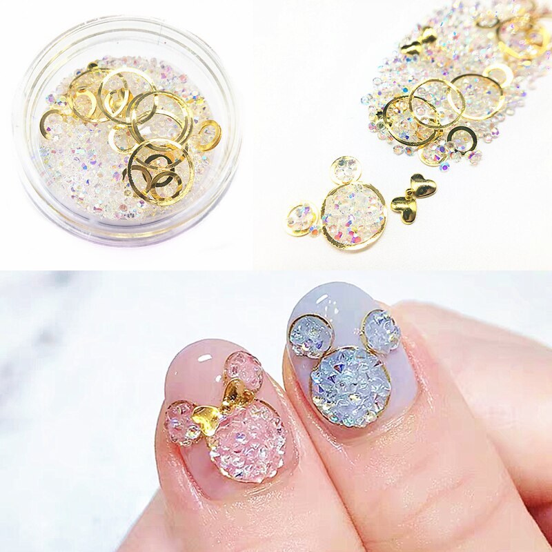 1 doos muis metaal 3d nageldecoraties gedroogde bloemen bedels dieren nagel paillette hart accessoires schelp manicure japans: 1