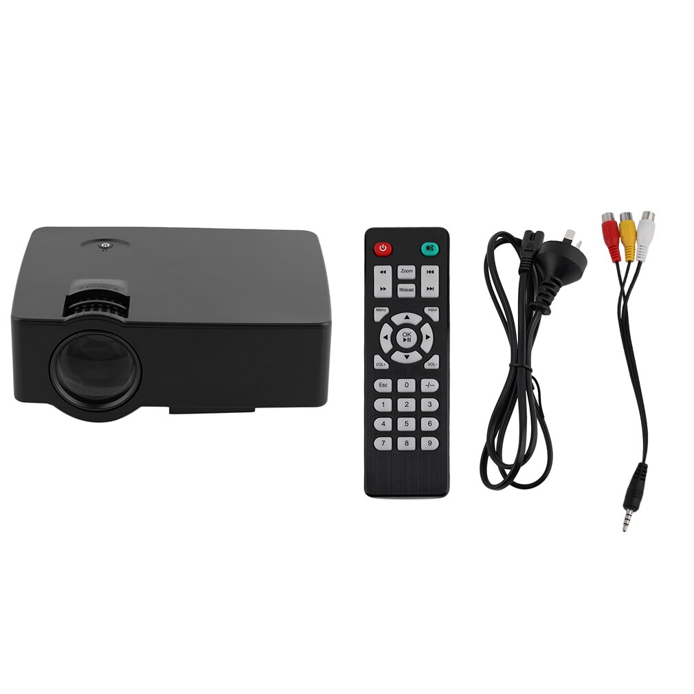 E08 LCD+LED Portable Projector 1500LM 800x480 Pixels HDMI Home Media Player Projection Ceiling UK AU EU Plug: black AU Plug