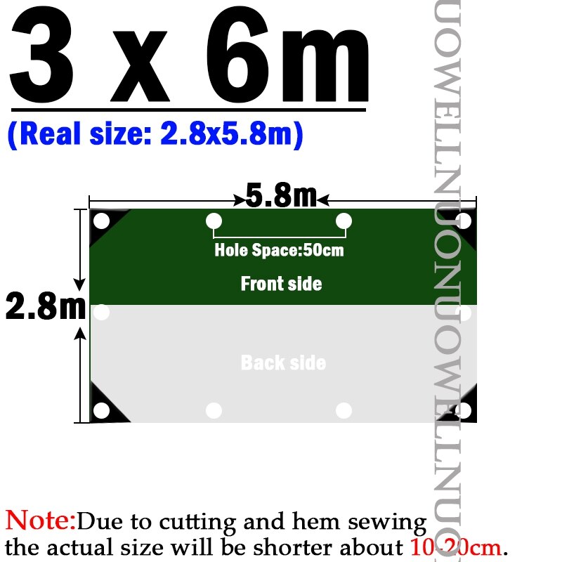 0.32mm plandeki PE wodoodporna roślina ogrodowa schronisko płótno łódź samochód ciężarówka Canopys deszczoodporna tkanina Outdoor Cargo Pile Tarp Cover: 3x6m