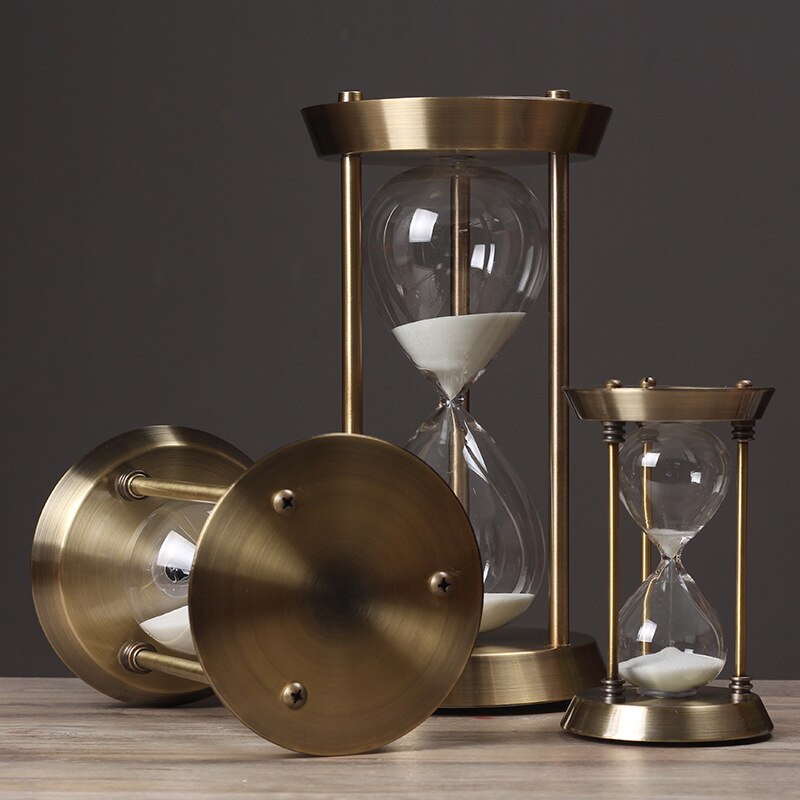 Retro metal timer sand ur desktop håndværk glas timeglas 15/30/60 minutter runde timing hjemmeindretning