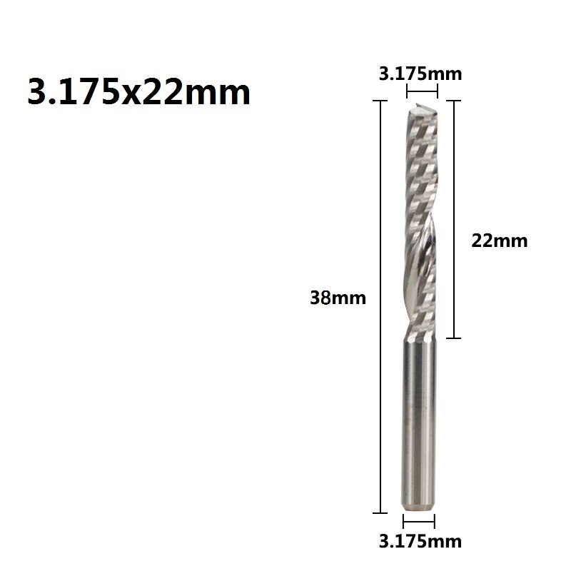 Fraise à cannelure unique CNC fraise en spirale fraise 3D 10 pièces fraise en carbure de tungstène 3.175mm fraise à queue: 10pcs 3.175mmX22mm