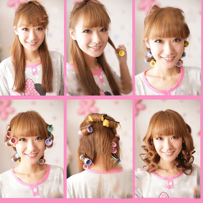 10 Pcs/Set Dry/Wet Hair Curler Electric ic Hair Curler Rollers Bendy Roller Sticks Set Styling Tools Hair Curler Us Plug