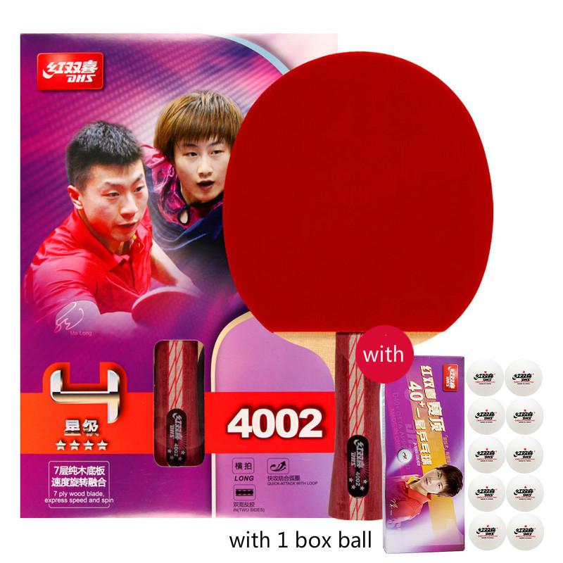Original Dhs Table Tennis Racket 4002 4006 Ping Pong Paddle Table Tennis Racquet Indoo Sport bat with ball: long with 1 box ball