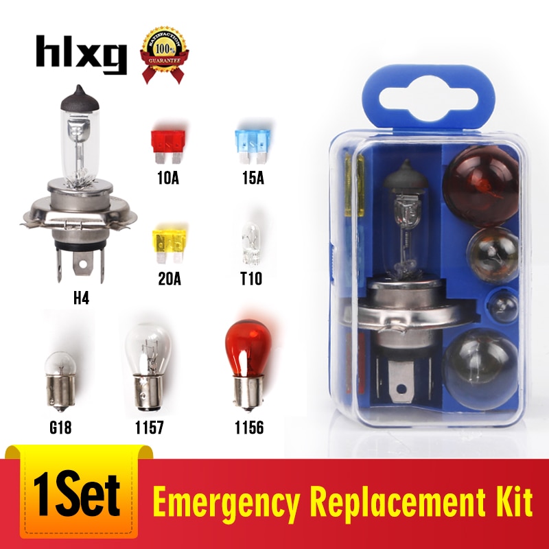 Hlxg Universele Auto Noodverlichting Lamp Zekering Vervanging Kit 12V 55W H4 Hi Lo Beam 1156 1157 G18 t10 168 W5W Staart Side Bulb