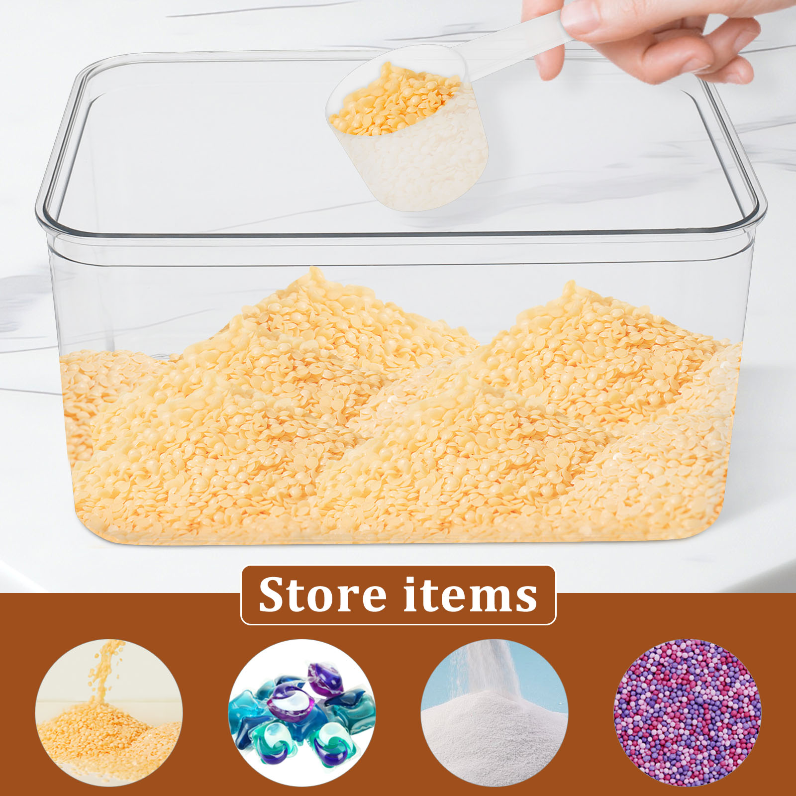 4 stuks waspads container opbergdoos met deksel en lepel herbruikbare doorzichtige droger vel houder voor wasruimte organizer NIEUW