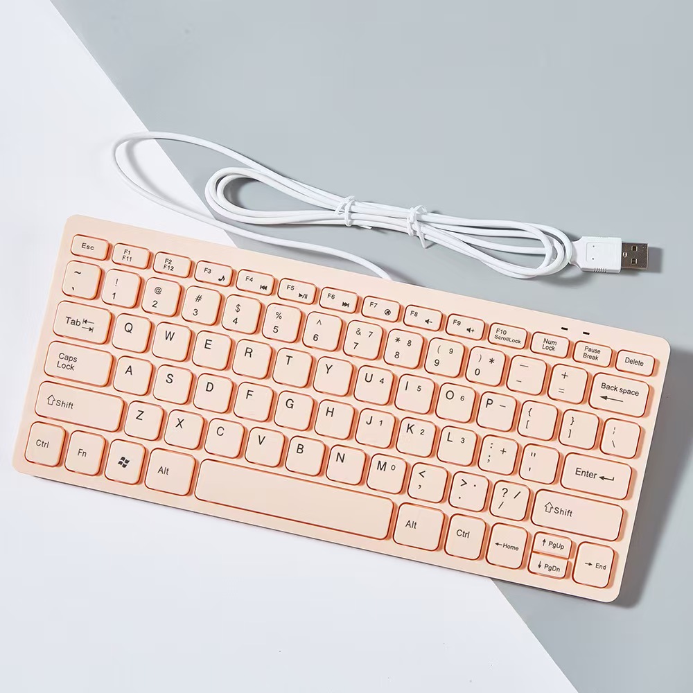 Ultracienka klawiatura przewodowa USB 2.0 Mini Multimedia 78 klawiszy PC Laptop klawiatura do gier z hiszpańską arabską rosyjską hebrajską naklejką: Ciemnoniebieski