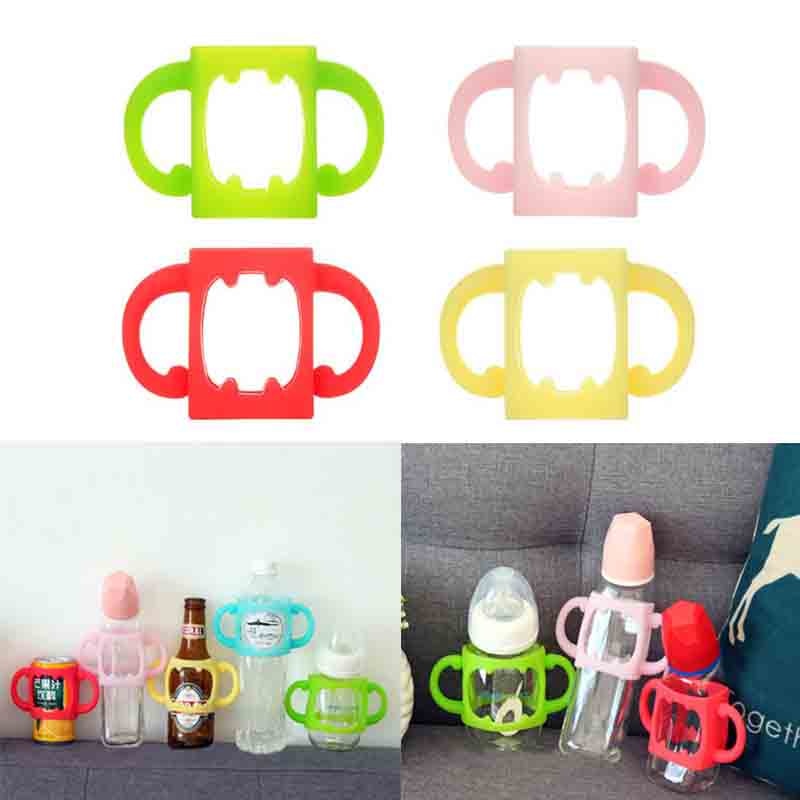Garrafa de bebê alça universal silicone macio aperto de boca larga multicolorido resistente ao calor garrafas de alimentação acessórios