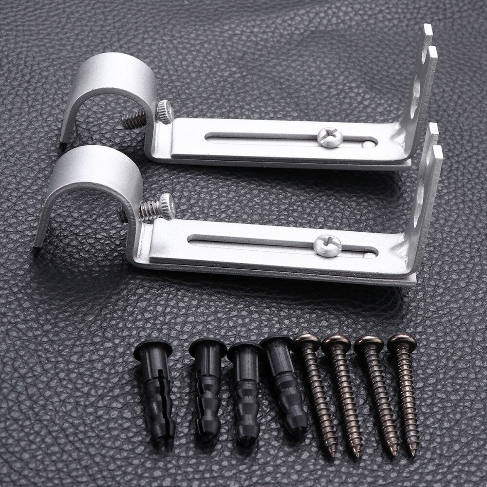 2 PCS 19.05mm Adjustable Curtain Rod Curtain Pole Holder Curtain Drapery Rod Brackets (Black)