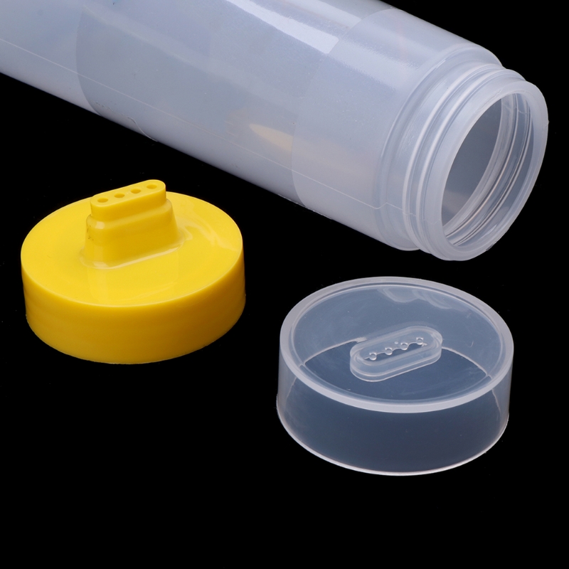 4-loch Kunststoff Salat Dressing Squeeze Flasche Würze Spender Ketchup Senf spender