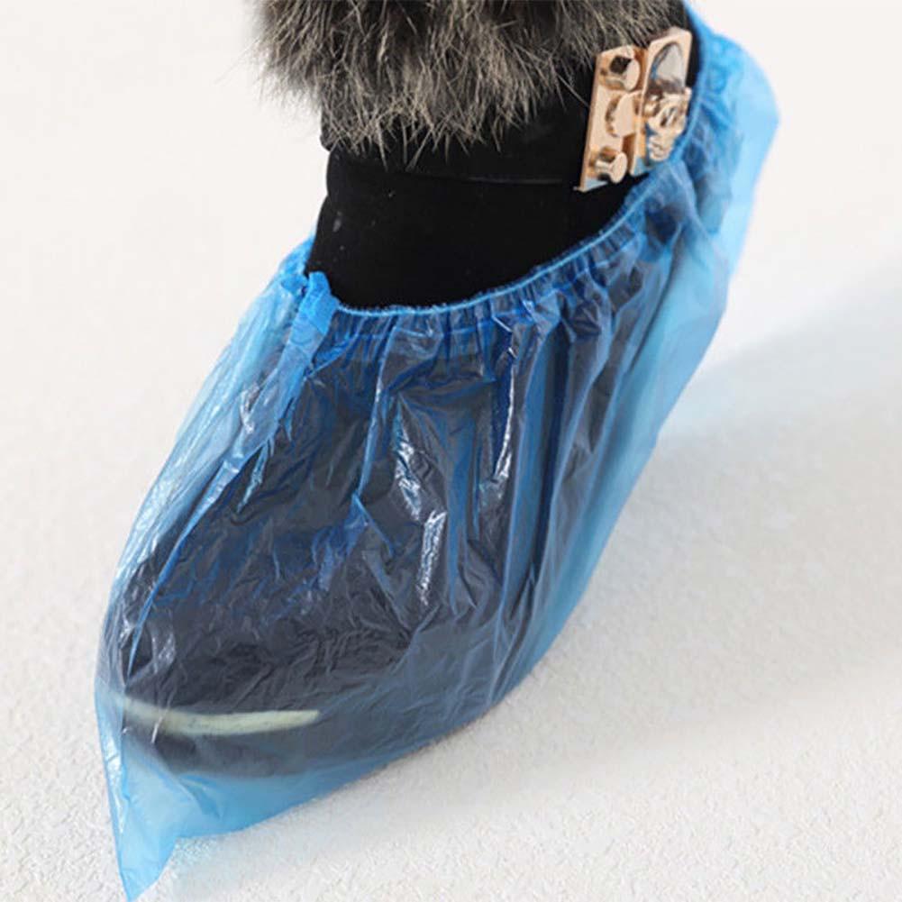 Couvre-chaussures 200 pièces couvre-chaussures jetables couvre-chaussures imperméables couvre-chaussures anti-poussière couvre-chaussures bleu en plastique couvre-chaussures cheville