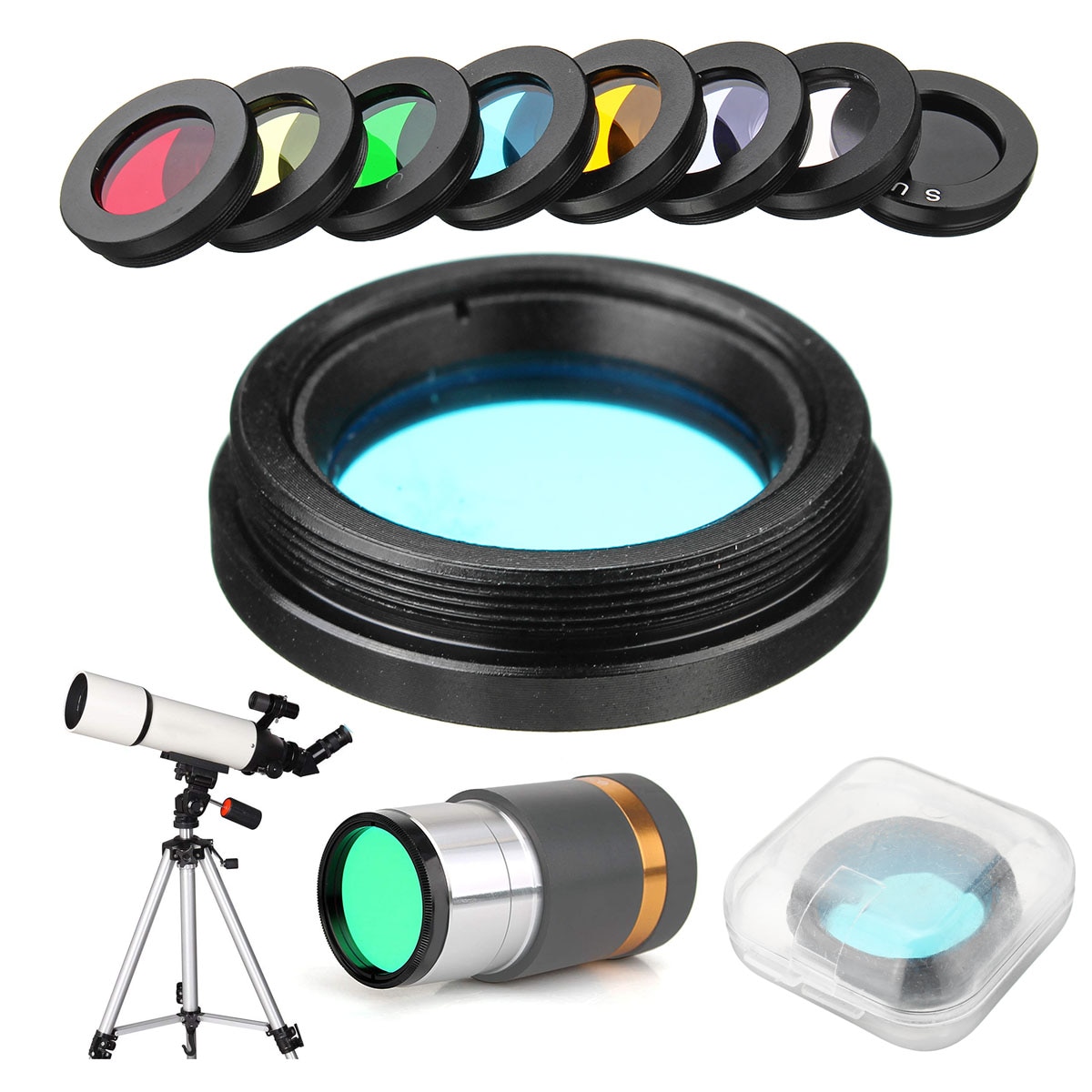 8Pcs/set 1.25 inch Filters Kit Nebula Filter Moon Sun Colorful Filter For Telescope Eyepiece Optical Lens