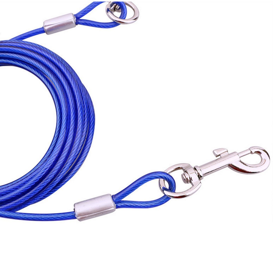 Correas de perro Cable de alambre de acero con doble cabeza ganchos de Metal 3M 5M 10M de largo PL008