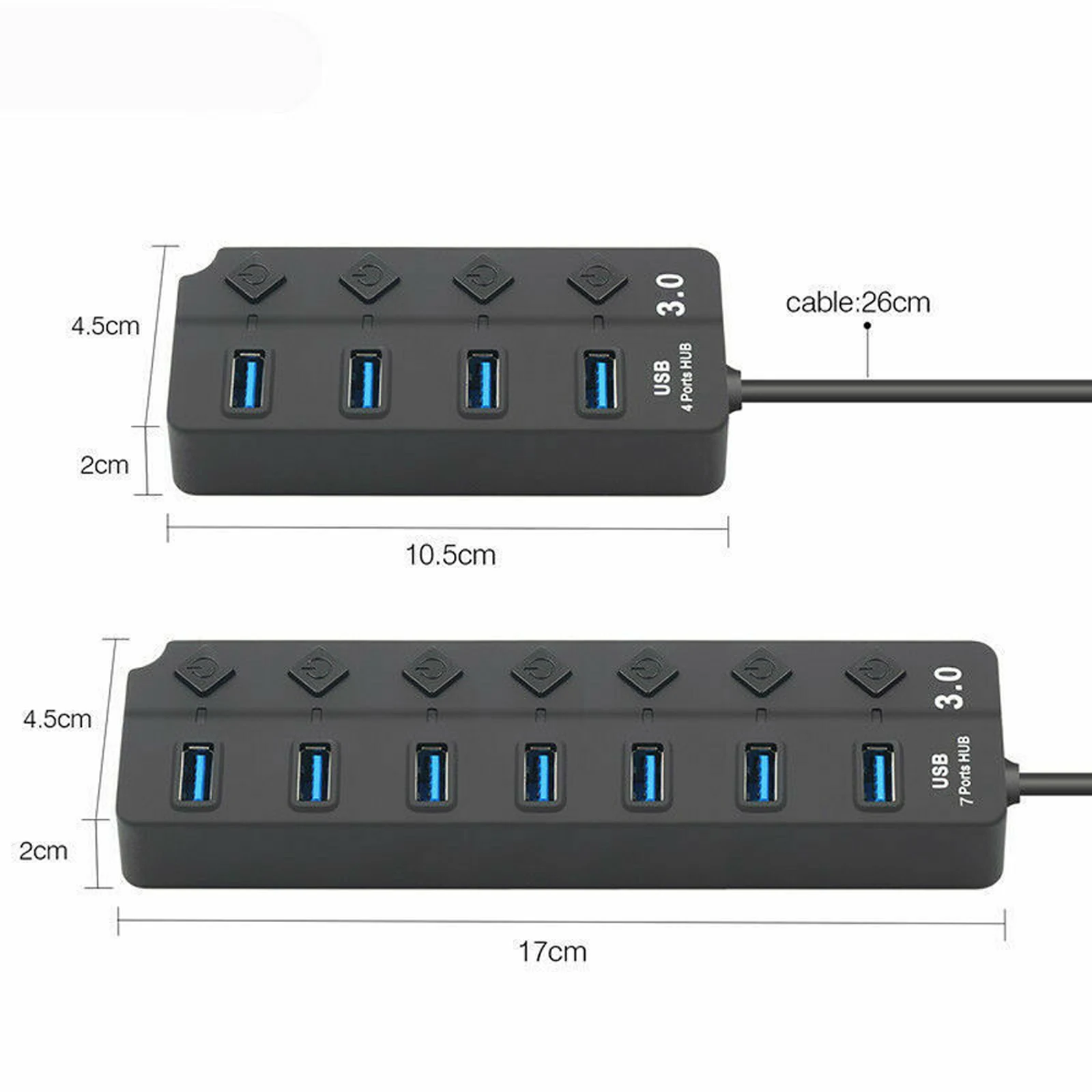4- ports usb 3.0- hub multisplitter oplader strømadapter flere udvidelseshubs med switch til bærbar computer