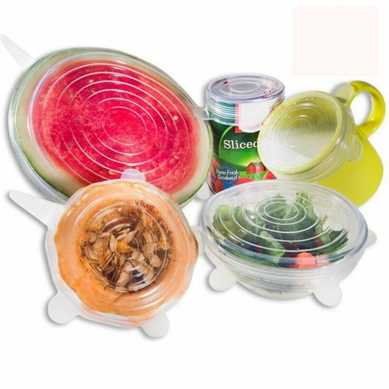 Couvercle universel en Silicone | Ensemble de 6 pièces/ensemble, couvercles extensibles réutilisables, bol d'emballage en silicone, couvercle de pot couvercle en Silicone, casserole de cuisine