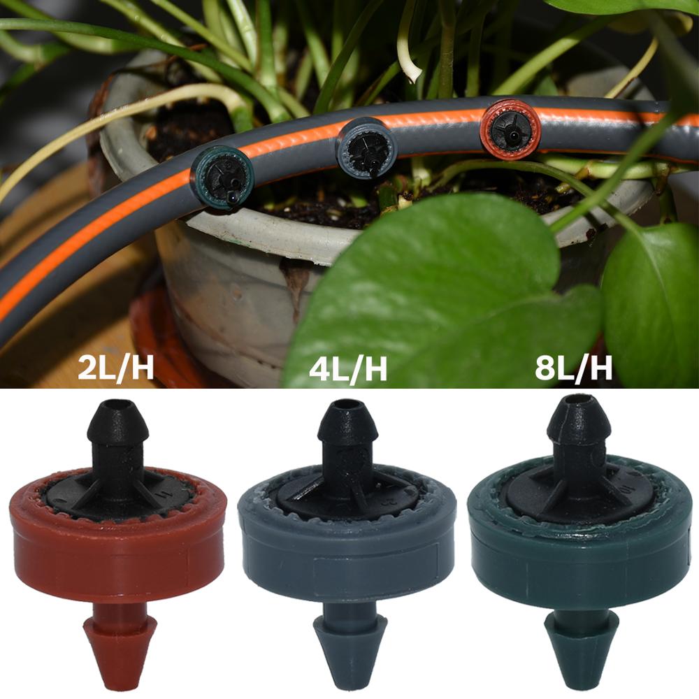 200 Pcs 2L 4L 8L/H Druk Compenseren Druppelirrigatie Emitter Turbo Stijl Druppelaar Tuin Watering 4/7mm Pe Slang Kas