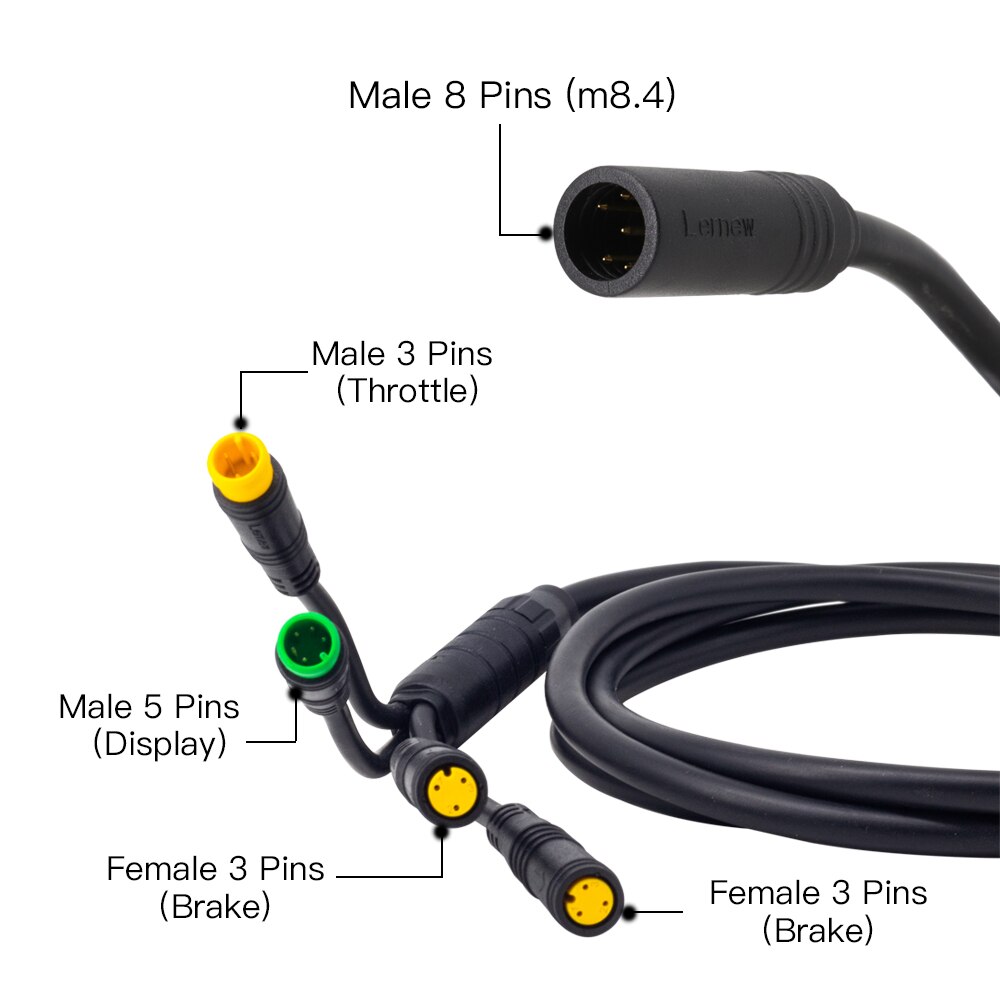 Bafang Cable Link Throttle Display Brake Lever 1T4 Cable Connector for Bafang BBS01 BBS02 BBSHD Mid Motor e bike Accessories