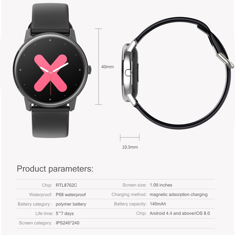 Dames Smart Horloge IP68 Waterdichte Fitness Tracker Hartslagmeter Full Screen Smart Horloge Voor Xiaomi Android Ios