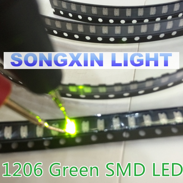 3000PCS SMD 1206 Green Led 1206 SMD LED Green super bright 1206 light-emitting diode 560-575nM 3.2*1.6mm YG