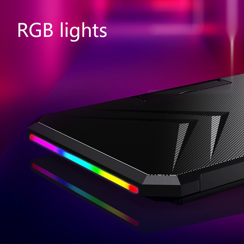 Podkładka chłodząca pod laptop 2 wyjątkowo ciche wentylatory 2 porty USB regulacja wysokości oświetlenie RGB efekt 12-17 Cal podstawka chłodząca do notebooka