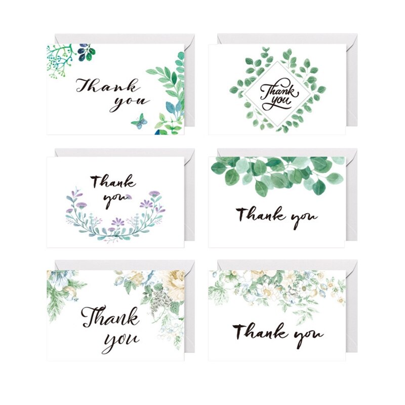 6 Pattern/set Thank You Cards Paper Thanks Greeting Card Appreciation Cards With Envelopes Message Card: H03