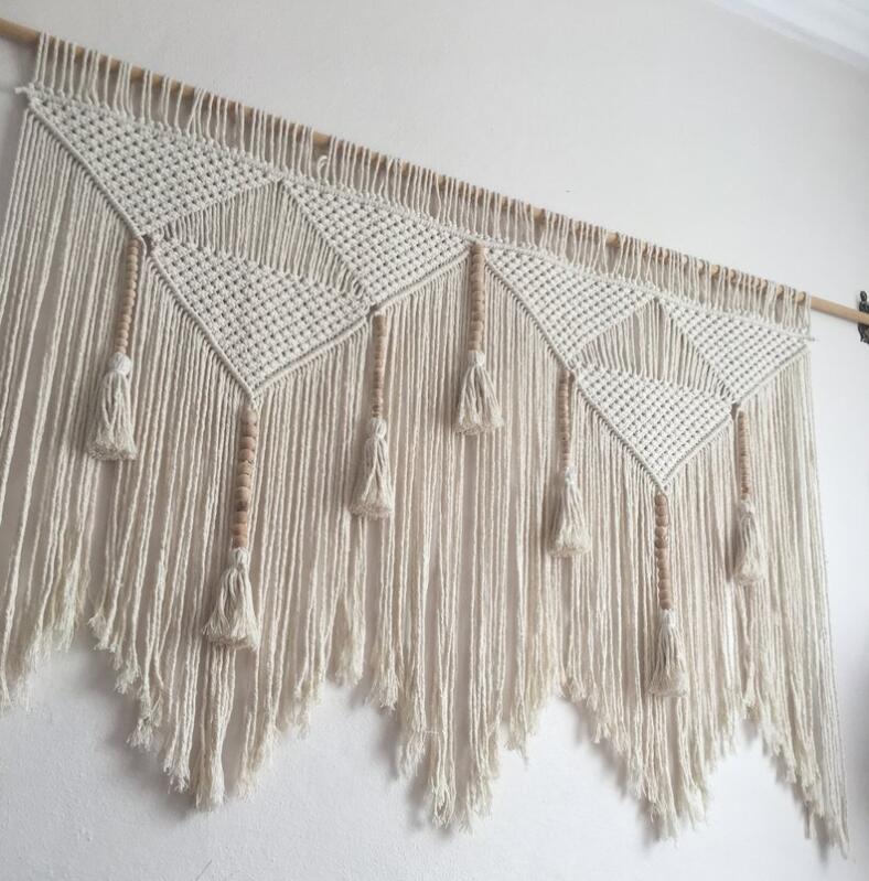 Macrame vävt vägg hängande bohemiskt rum gobeläng konst vacker lägenhet sovsal bröllop dekoration
