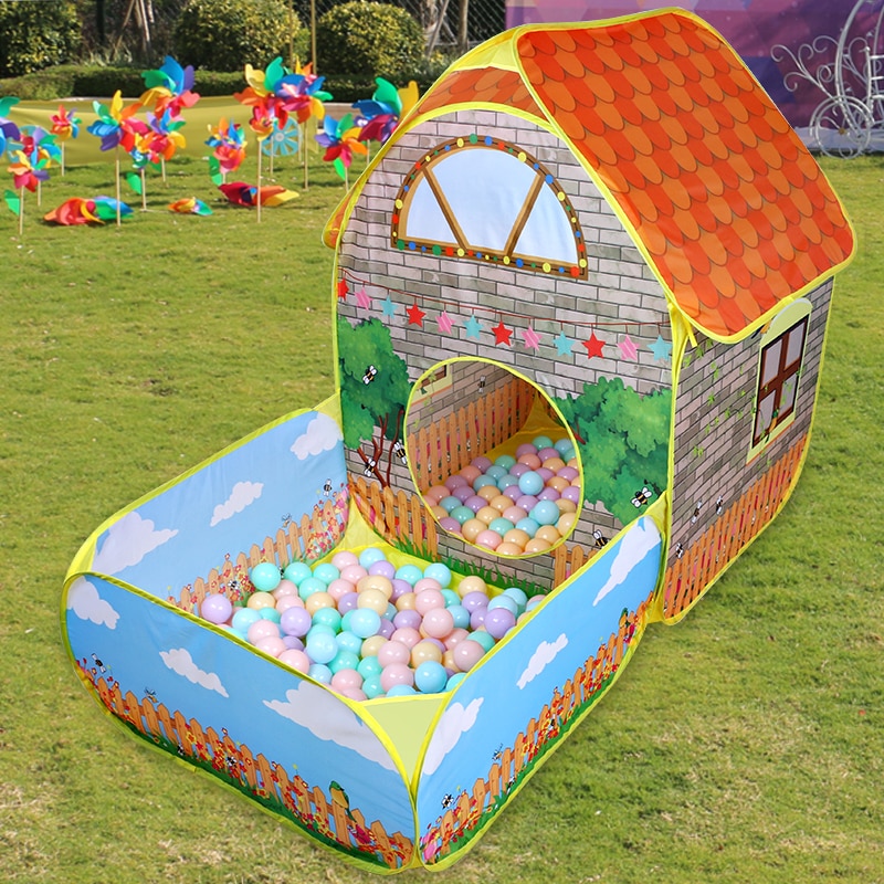 Gioco al coperto all'aperto bambini bambini tende Pop-Up casa con cortile giardino tenda pieghevole strisciante ragazzi ragazze giocano palla da biliardo regalo