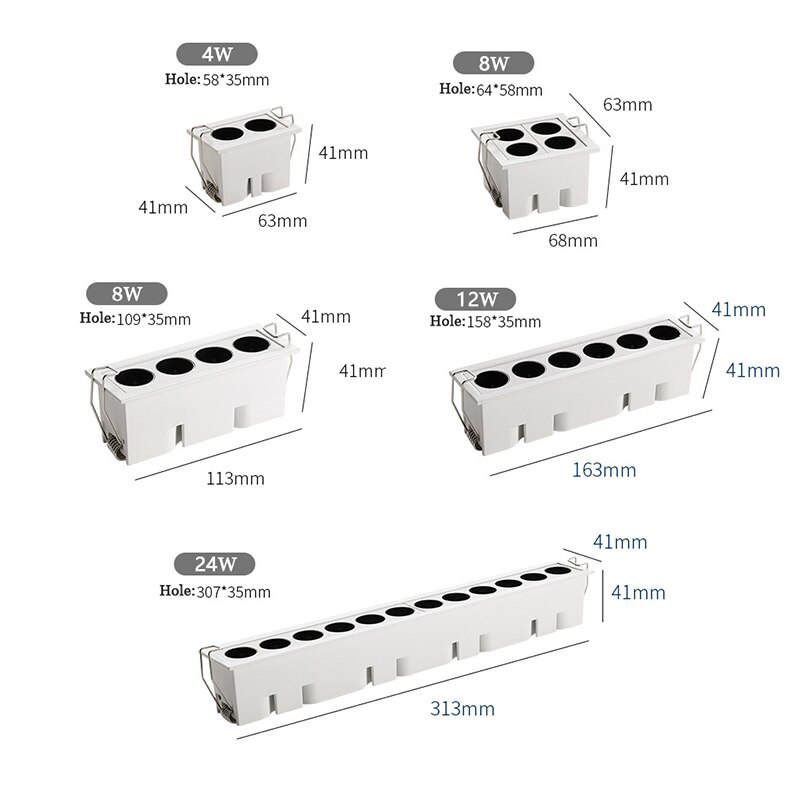 Luz lineal empotrada Led para oficina, dormitorio, sala de exposiciones, foco de línea de rejilla antideslumbrante, luminarias de punto para sala de estar