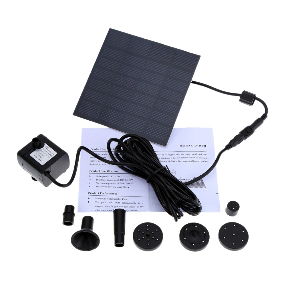 Monocrystalline Silicon Mini Solar Water Pump Power Panel Kit Fountain Pool Garden Pond Submersible Watering